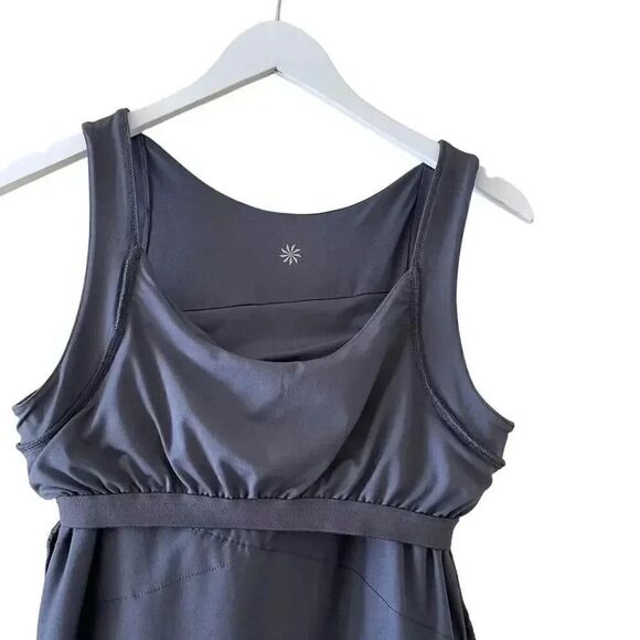 Athleta Women s Tank Dress Wicking  Charcoal Draped Thick Fabric  SZ L #1625 - Picture 7 of 15
